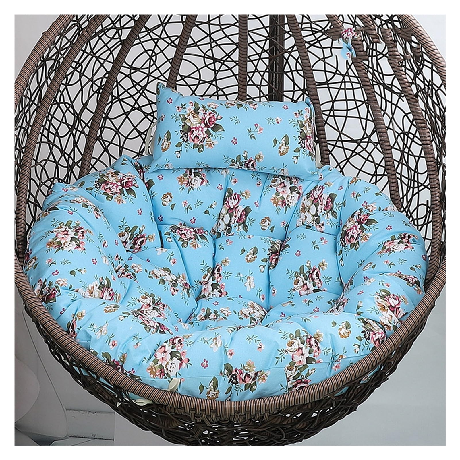 Indoor Egg Chair Cushion Replacement, Hanging Egg Chair Cushion with Pillow,Swing Chair Cushion, Hanging Basket Seat Cushion with Filling Cotton for Garden Patio Outdoor(Color 18,Diameter 120cm)