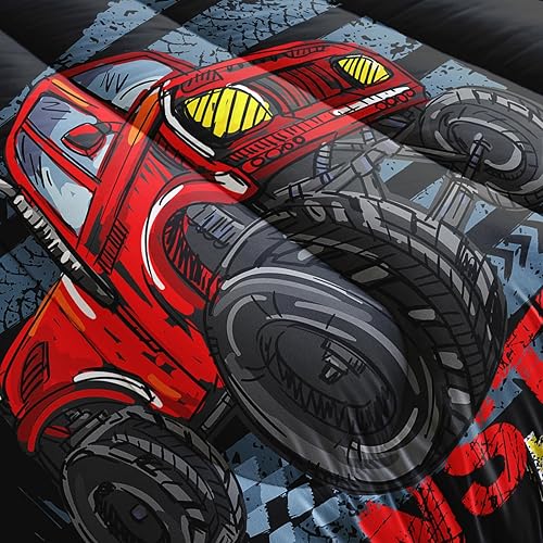 Miniatura 5 de QOOMO Juego de edredón de camión para niños, adolescentes y niños, edredón de automóvil con 2 fundas de almohada, juego de ropa de cama de