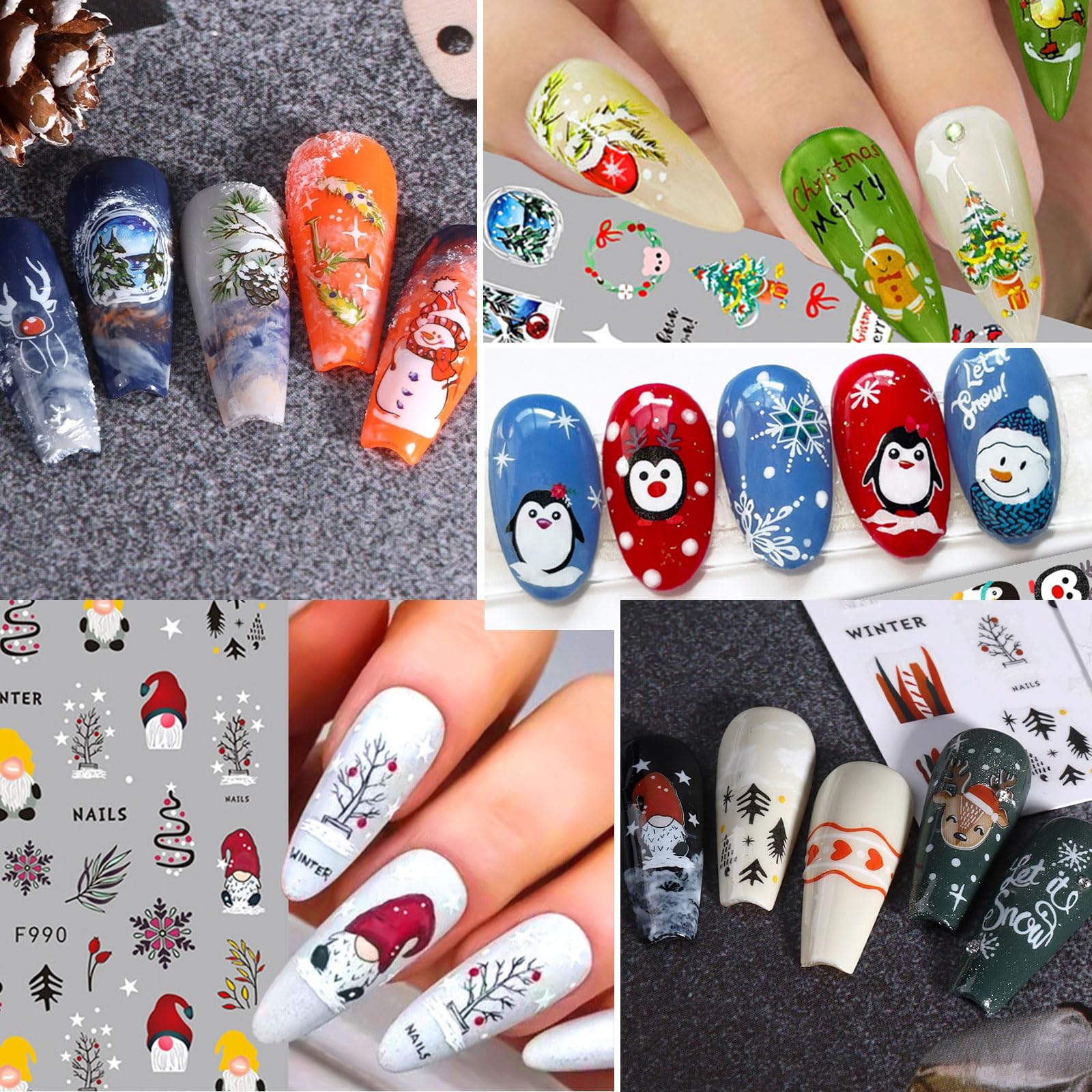 Amazon.co.jp: ネイルシール クリスマス 10枚セット サンタクロース 雪