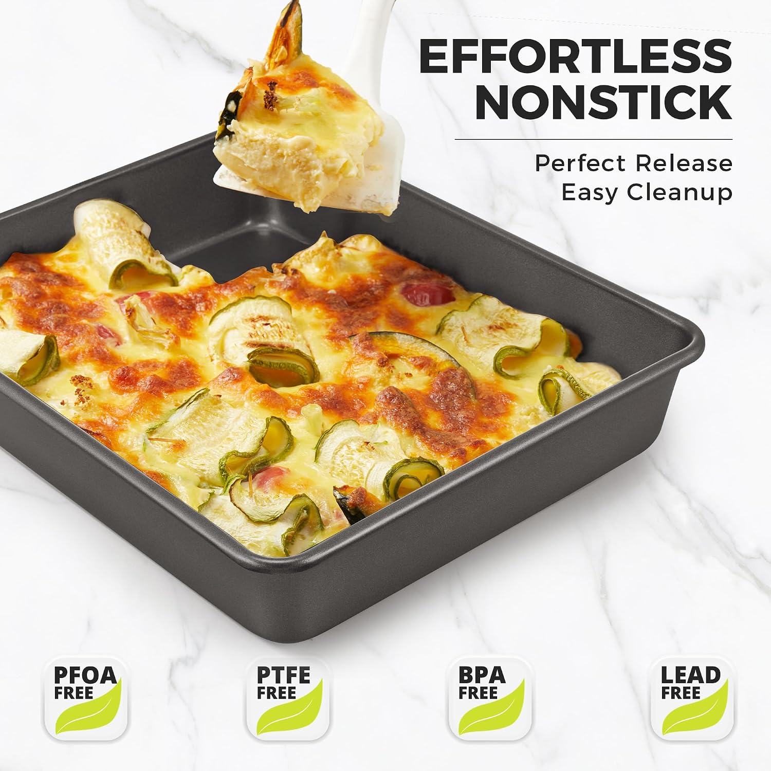 HONGBAKE Deep Baking Pans Set for Oven, Nonstick Rectangle Sheet Cake Baking Pans, 13/11/9 Inch Rectangular Oven Tray for Cooking Brownie Lasagna, Stackable Multi-Depth Bakeware, Black