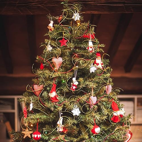 Miniatura 5 de Syhood Jarrón de ramas rizadas de Navidad con 60 tallos de Navidad, con purpurina, para decoración de Navidad, boda, vacaciones y hogar (dorado)