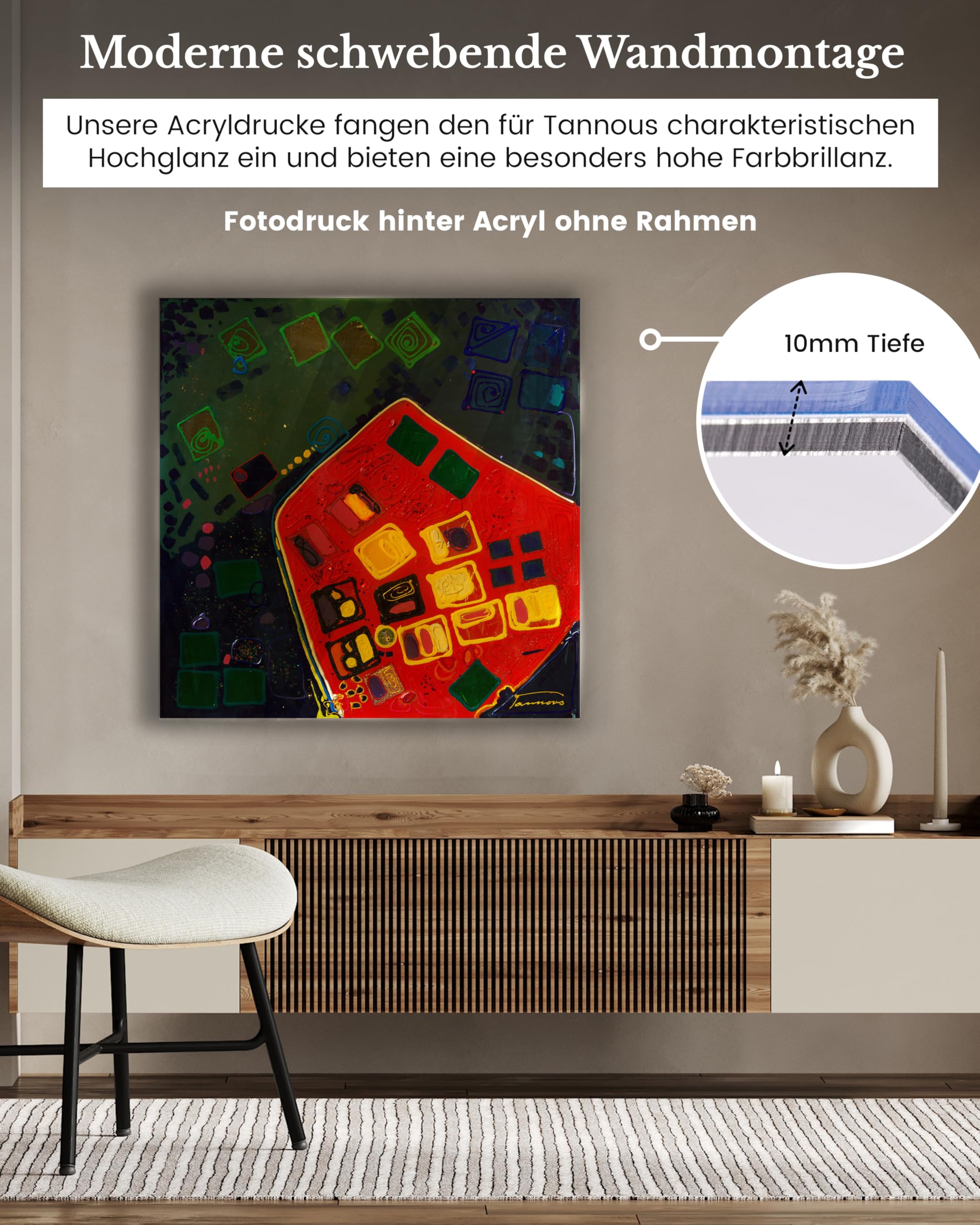 ARTbyTANNOUS® Kunstdruck Größe M I Jean Tannous Gemälde Les Fleurs 15 I Gallery Print Acryl I moderne Wandbilder I Wohnzimmer, Büro & Praxis I Jedes Bild exklusiv I Leinwand möglich