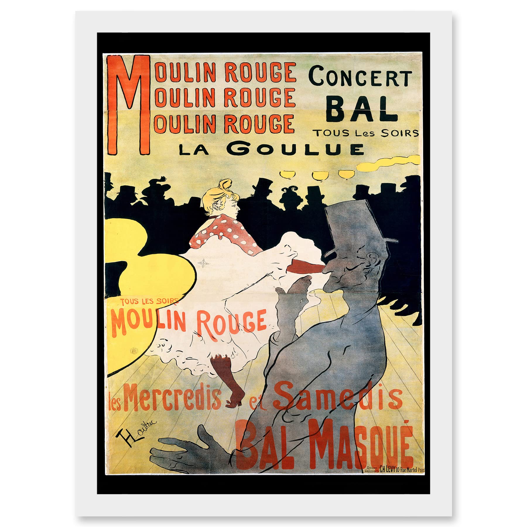 Artery8 Ad Vintage Lautrec Moulin Rouge La Goulue Mask Ball Paris France Artwork Framed Wall Art Print A4