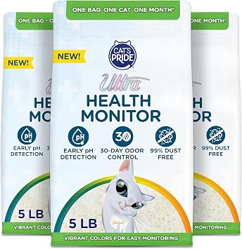 Cats Pride Ultra Health Monitor Cat Litter, Unscented Micro Crystals 15 Lbs Total3pk of 5 Lbs Color Changing pH Indicator for Feline Health Tracking, 30-Day Odor Control, Dust Free and 60% Lighter