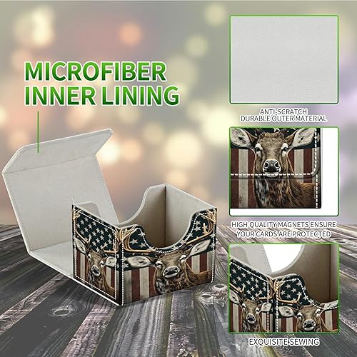 Miniatura 5 de Caja de cartas para tarjetas MTG, caja de almacenamiento de tarjetas para más de 100 tarjetas con funda, de piel sintética, de gran tamaño, con imán