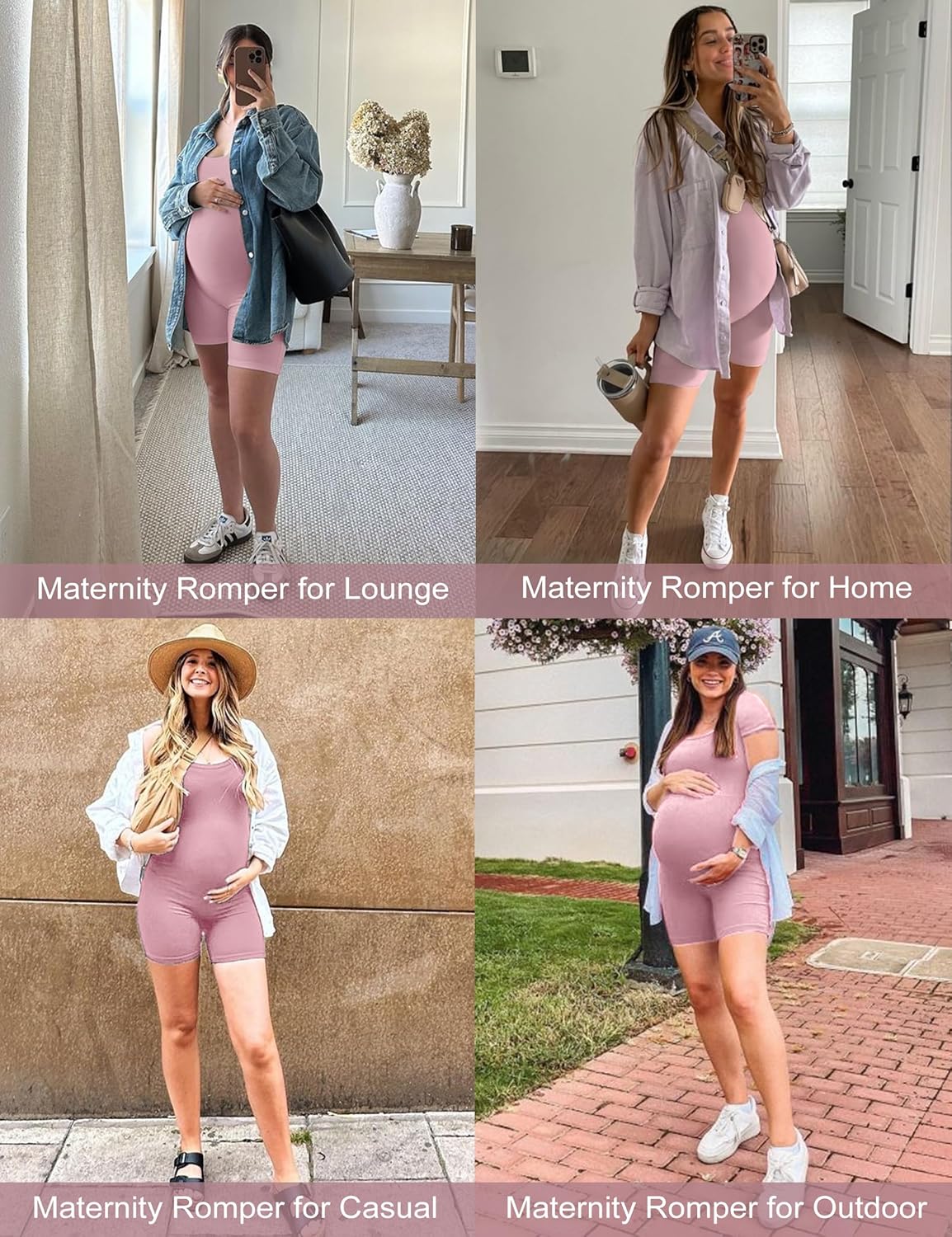 abkylie Maternity ShortSleeve Square Neck-Romper, Casual, Gym, Vocation Maternity-Bodysuit - Image 2