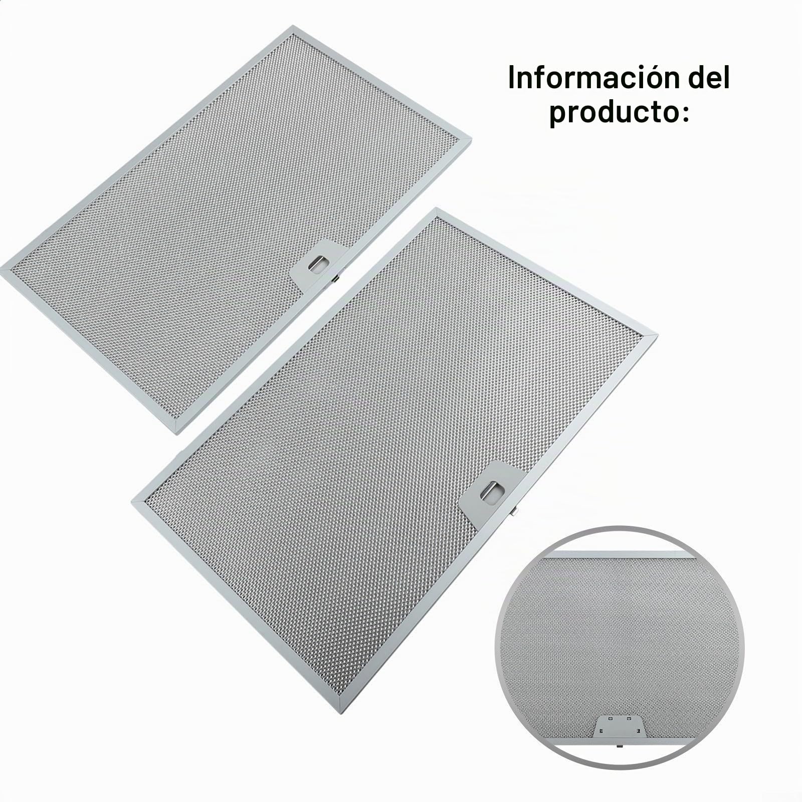 Paquete de 2 filtros para campana extractora de 506 x 300 x 9 mm, malla metálica, filtro de grasa, color plateado, 5 capas de aluminio para campanas extractoras de cocina