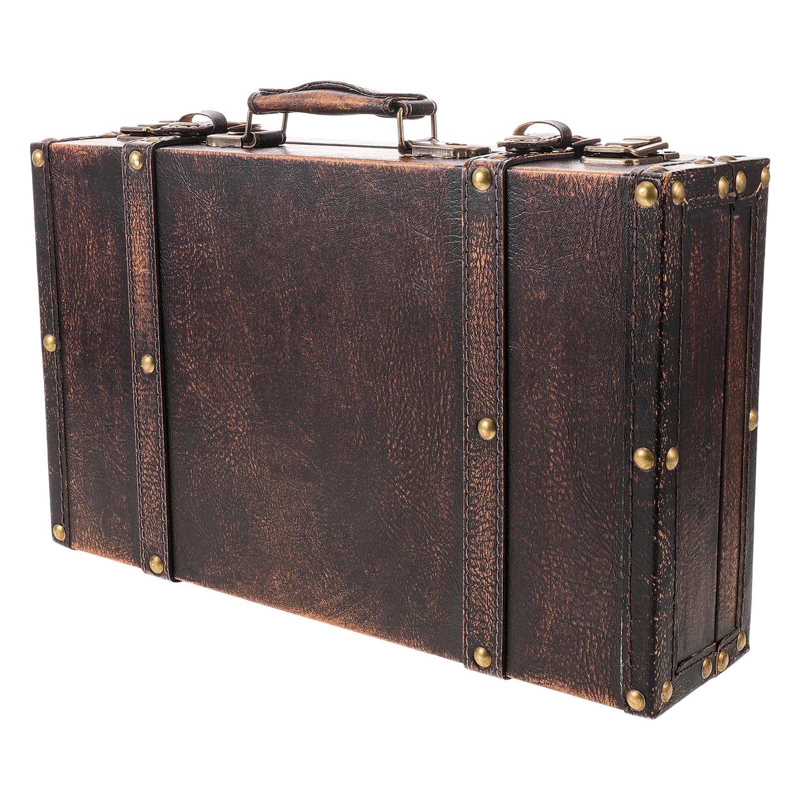 Boîte à bagages vintage en bois pour rangement bureau rétro