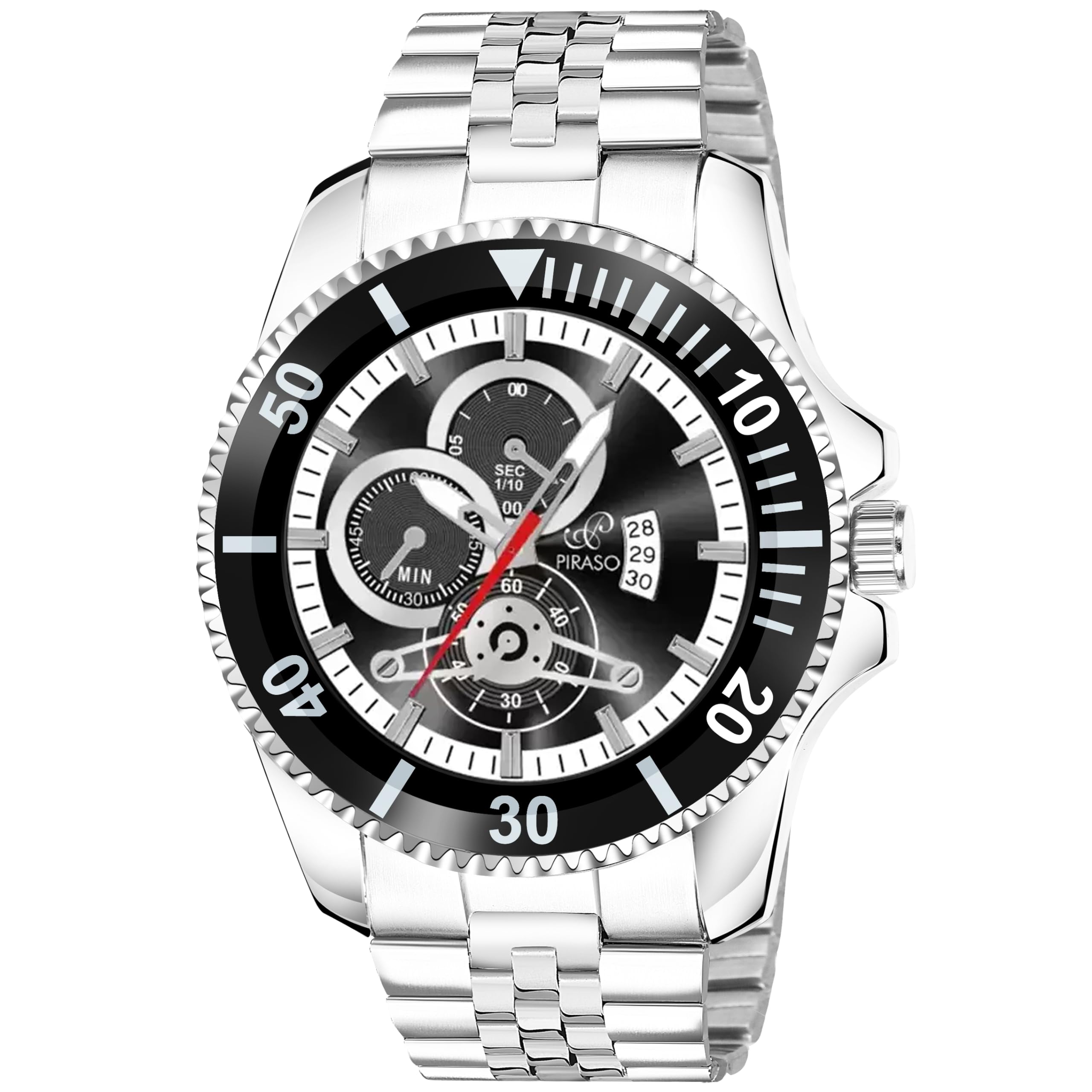 PIRASO New Look Black Dial and Silver Chain Watch for Men Analog Watch (B0CQTHW5G9) Amazon Price History, Amazon Price Tracker