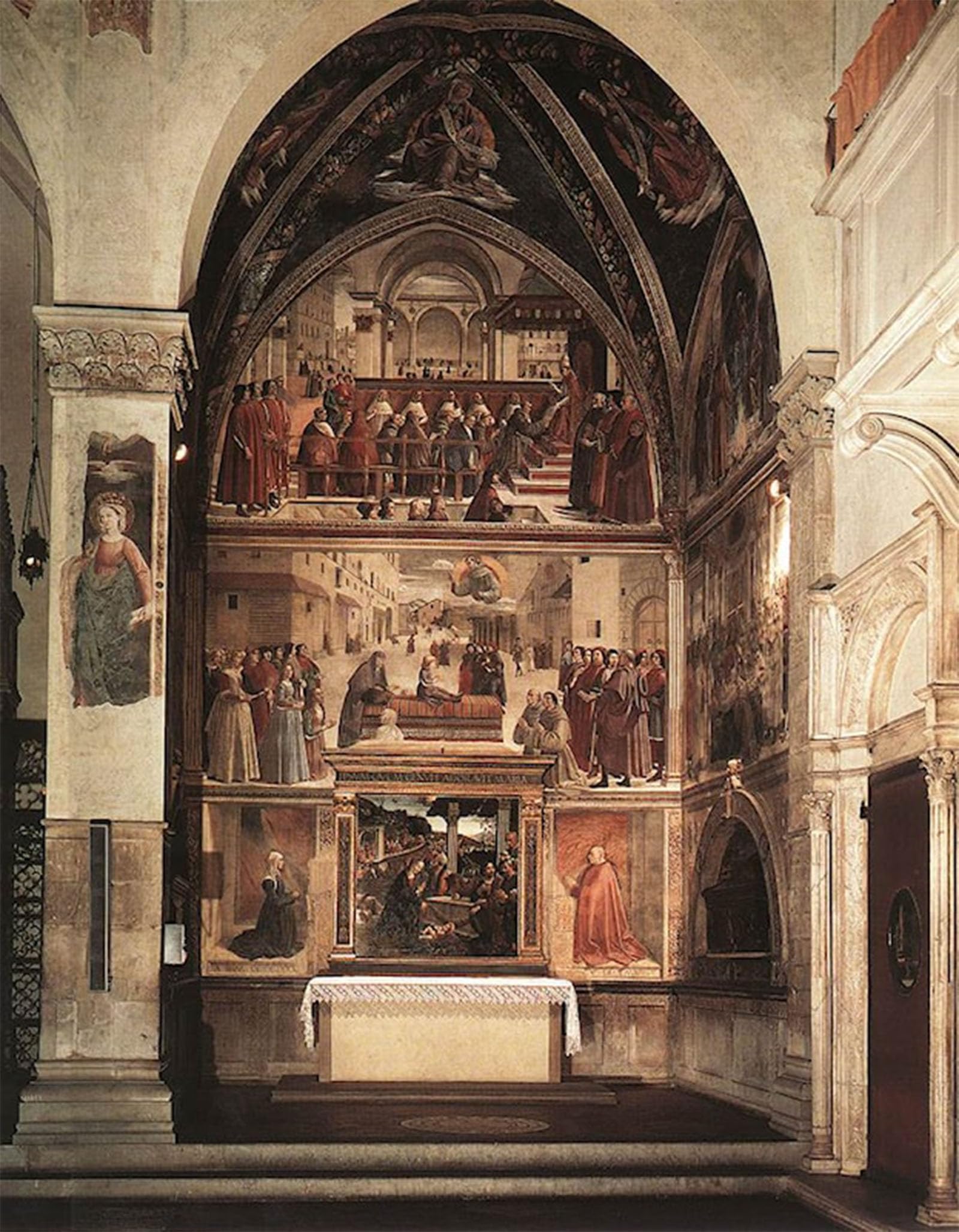 ARTXLXXBN Famous Print Painting Colorful Art Print View of the Sassetti Chapel by Domenico Ghirlandaio Canvas Art Decorations for Home Decor 60x90cm