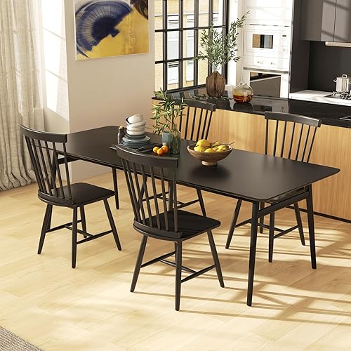 Giantex Juego de 2 sillas de comedor de madera, sillas de comedor Windsor de madera maciza con asiento ancho, carga máxima de 400 libras, sillas de Giantex Juego de 2 sillas de comedor de madera, sillas de comedor Windsor de madera maciza con asiento ancho, carga máxima de 400 libras, sillas de