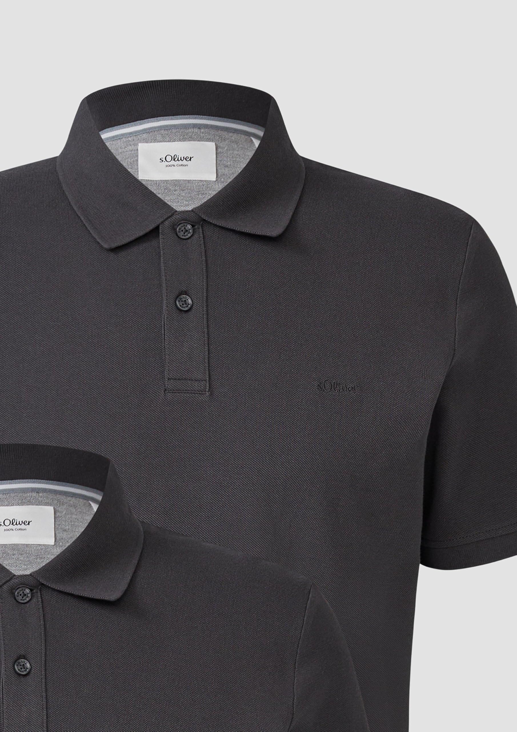 s.Oliver Herren Poloshirt aus Piqué mit Logo im Doppelpack Polohemd