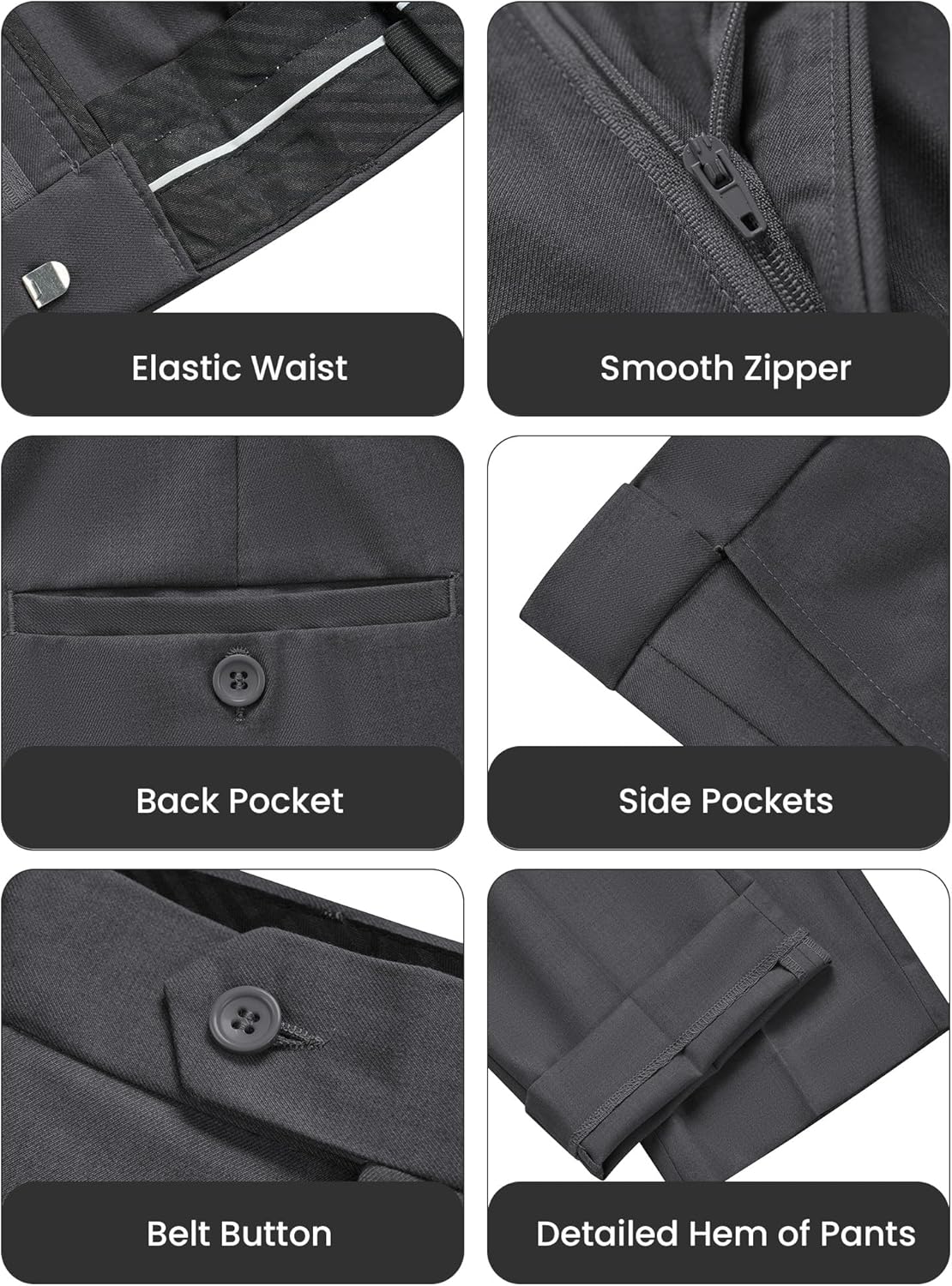 WULFUL Men's Slim Fit 3 Piece Suit, One Button Solid Blazer Business Party Jacket Vest Pants Set - Image 5