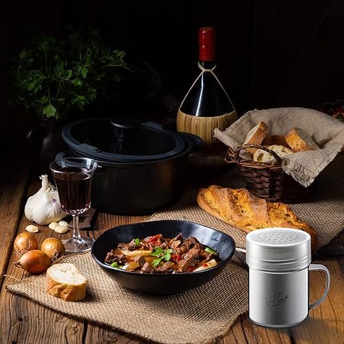 Miniatura 6 de Paquete de 2 saleros y pimenteros de acero inoxidable de 13.5 onzas con tapa y mango para condimentos para cocinar, cocina, hornear, sal y dulces