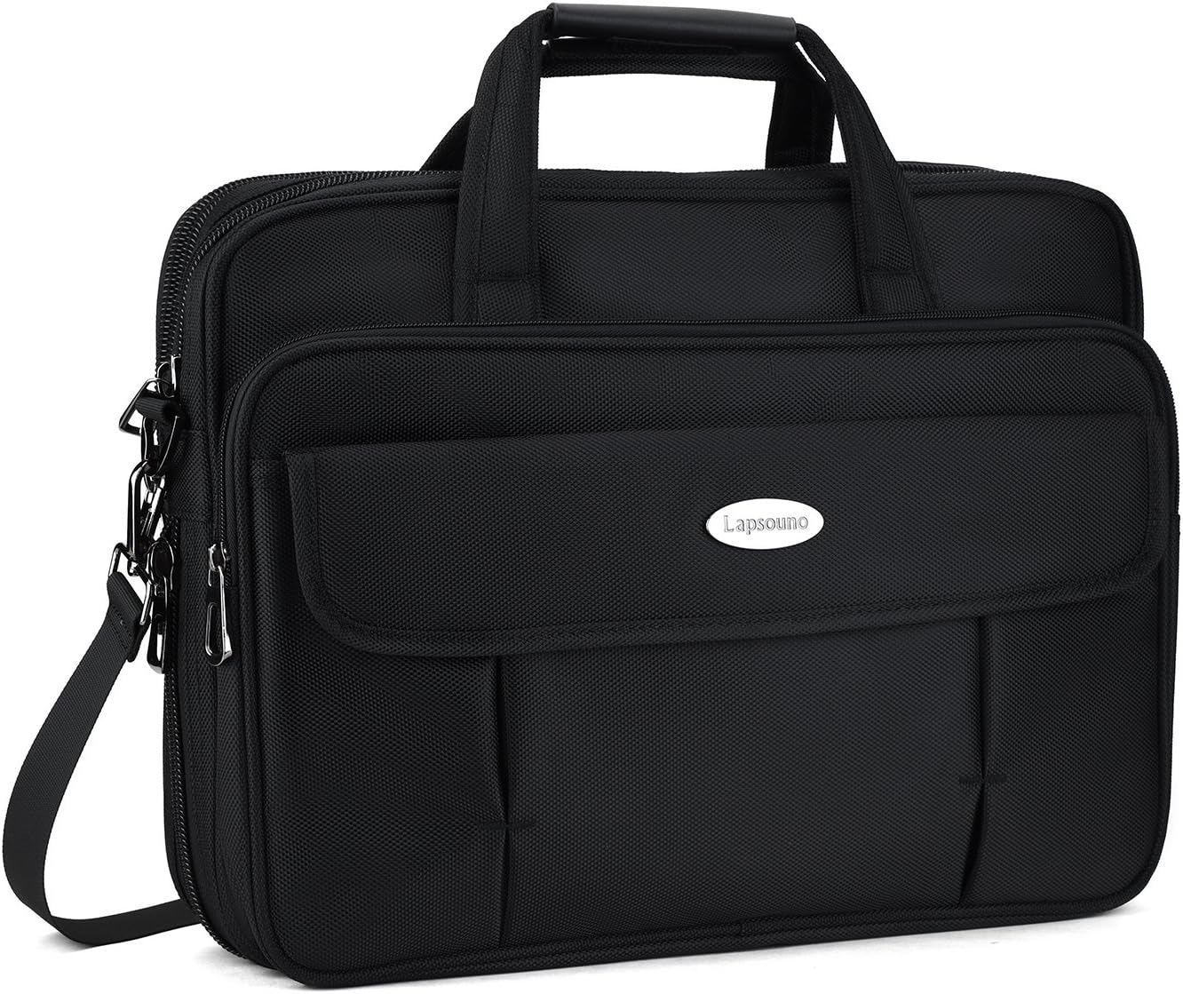 Briefcase Bag for 17 Inch Laptops, Expandable Large Hybrid Shoulder Bag, Water Resisatant Business Messenger Bags for 17.3 Inch Laptop, Computer, Tablet-Black