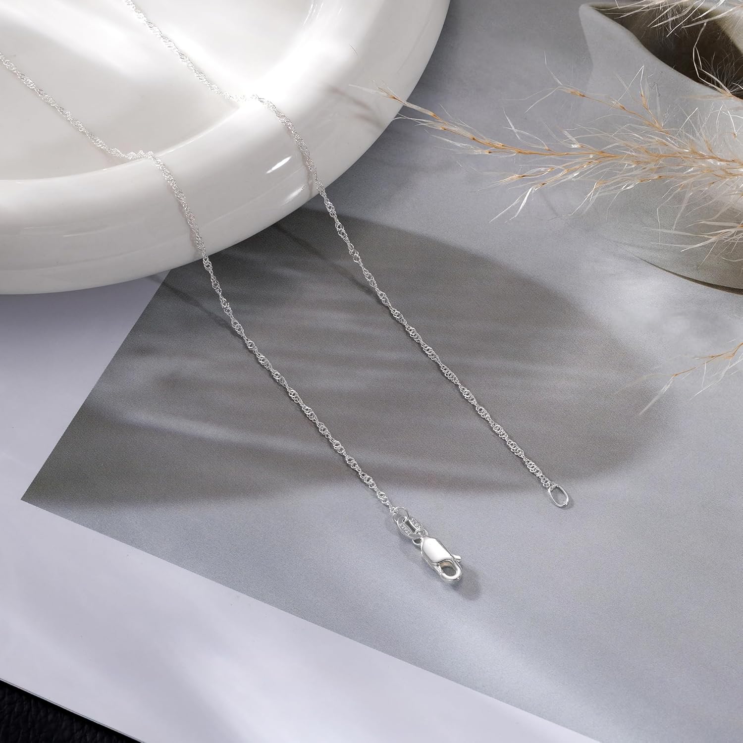 925 Sterling Silver Necklace Silver Chain Necklace for Women Twist Chain 16K Gold Plated Chain Simple Dainty Necklace for Women Waterproof Trendy Jewelry Gift - Image 7