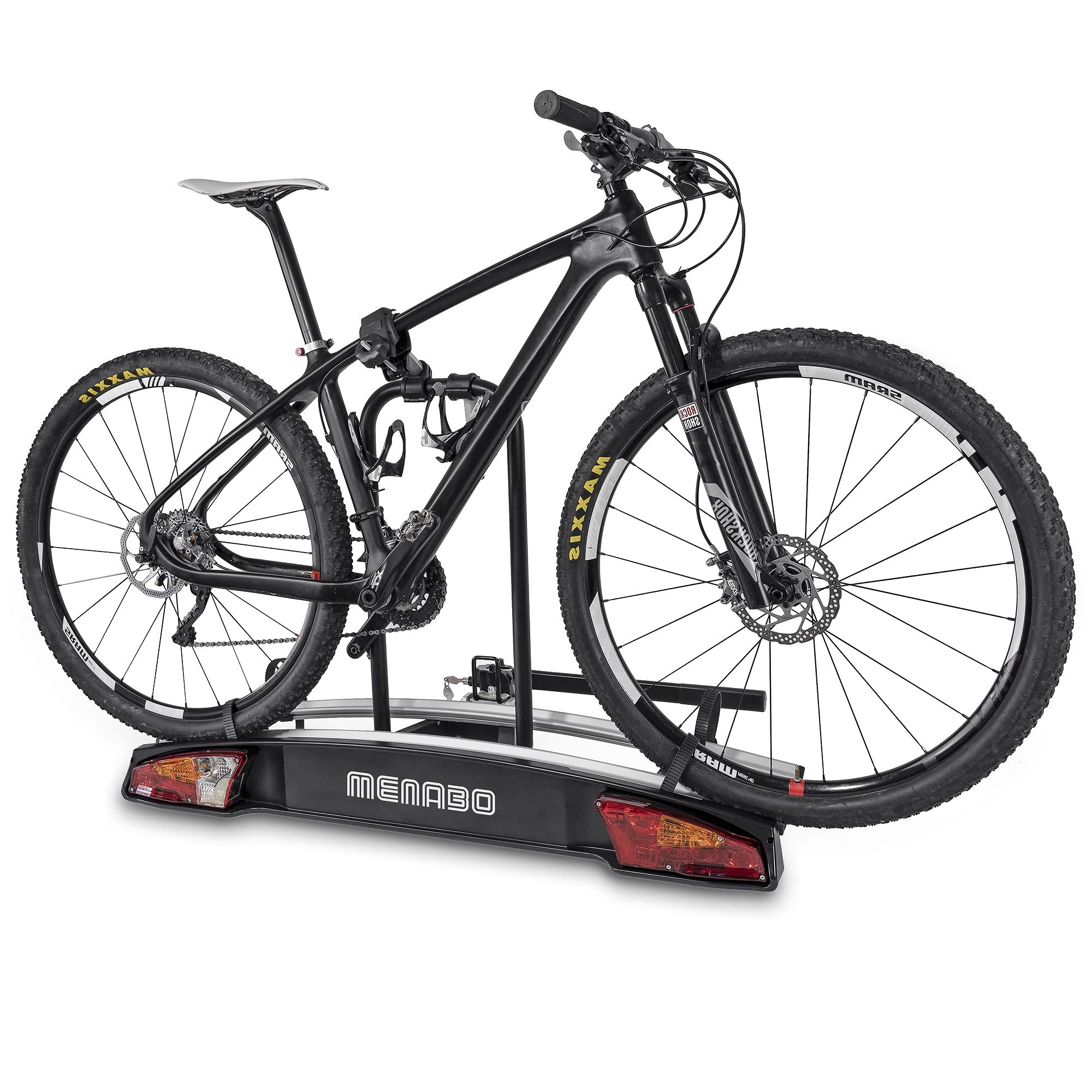 MENABO Portabicicletas de Gancho para Remolque Bola Enganche - Sistema abatible y Montaje rápido - para 2 Bicicletas btt - ebike 000119100000 | Embrague de aluminio para 2 bicicletas