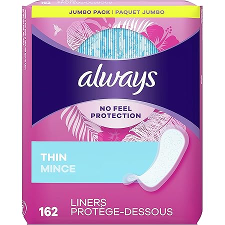Always Thin Daily Wrapped Liners, Unscented, 162 count