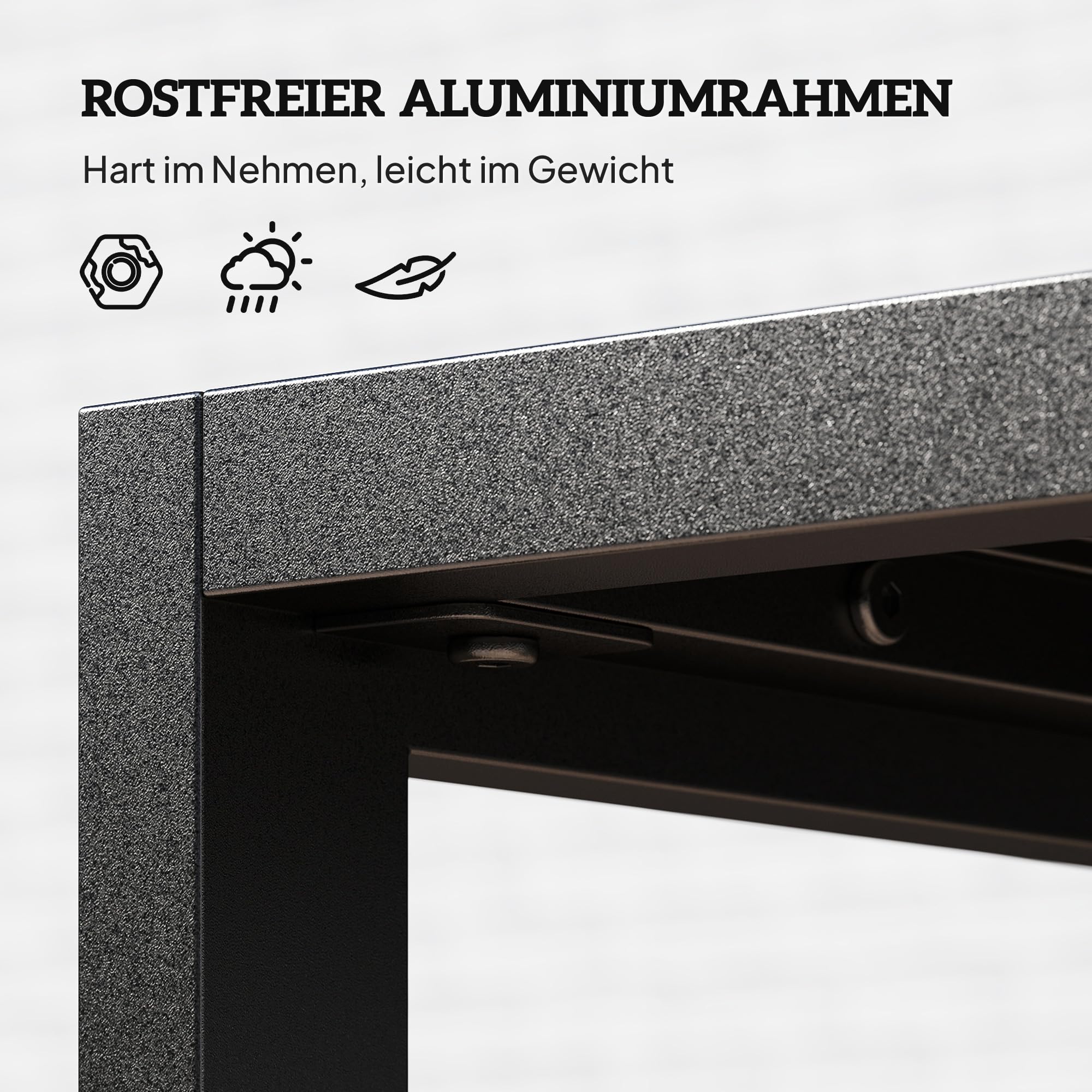 Outsunny Stolik pomocniczy z lamelami, stół balkonowy z aluminium, stolik kawowy, odporny na warunki atmosferyczne, łatwy w pielęgnacji, na balkon, do ogrodu, na taras, 90 x 50 x 42 cm, czarny
