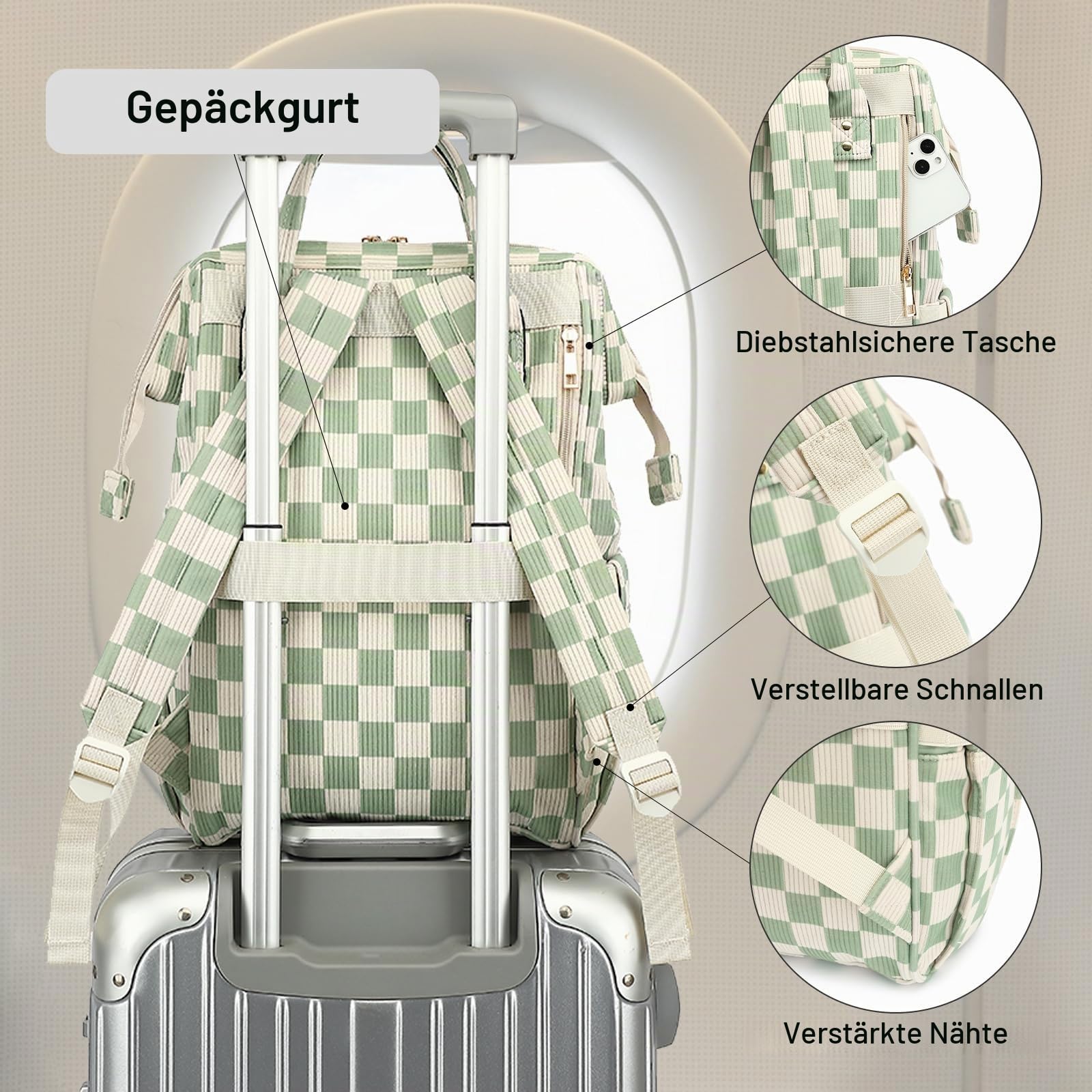 Laptop-Rucksack für Damen, Cord, College-Schulrucksack, Büchertasche, 15,6 Zoll, Business-Computer, Reiserucksack