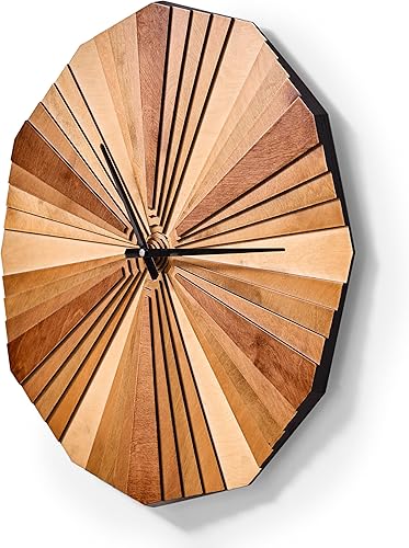 Parametric Verso - Reloj de pared de madera contrachapada de abedul en capas de madera acústica (mediano)