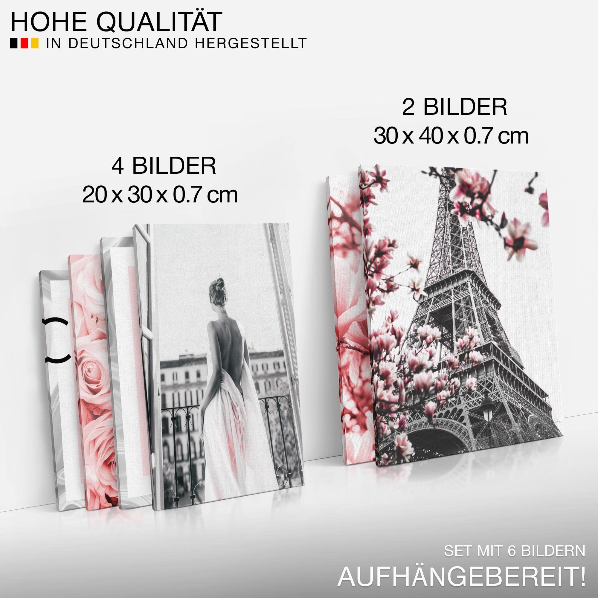 Novart Wandbilder Set Fashion Coco Grau Rosa - KEIN EXTRA RAHMEN BENÖTIGT - Modern Deko - Wohnzimmer Mädchen Teenager N002463a