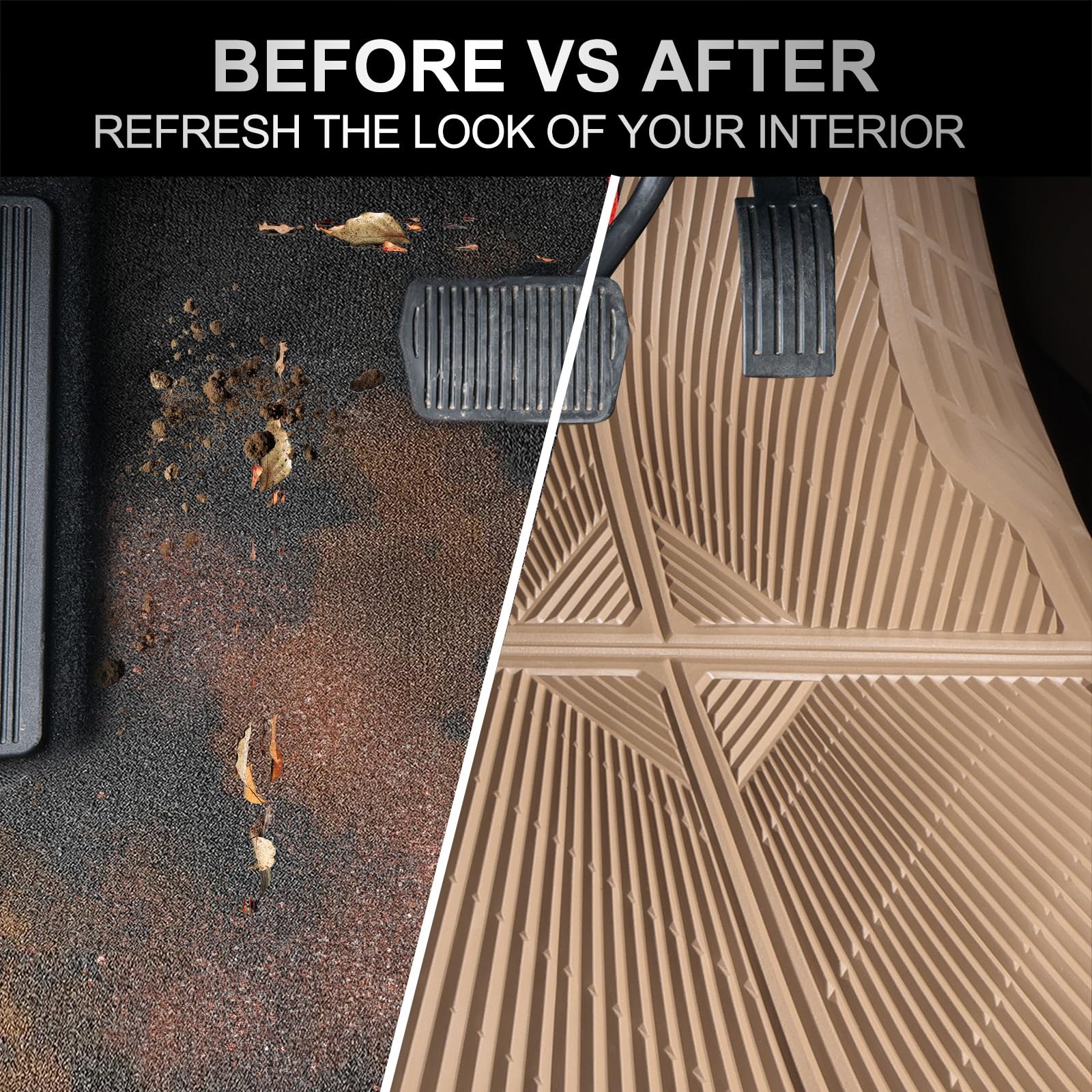 CAR PASS Rubber Car Mats Car Floor Mats All Weather Waterproof Trim-to Fit Automotive Floor Mats for Cars — view 8