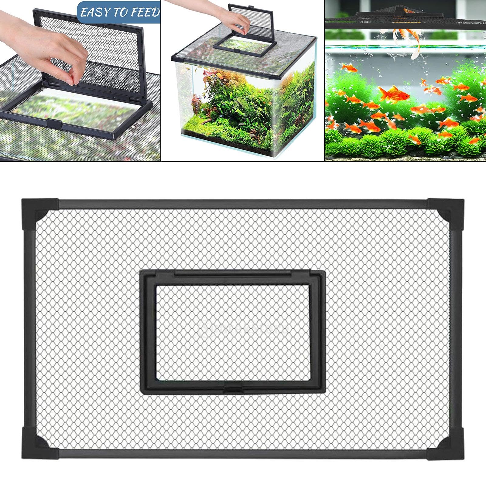 HouseVibe Aquarium Bildschirm Top Abdeckung Mesh Anti Jumping Net Schutz Netz für Fischsprungschutz – Leicht zu Reinigen – Ideal für Süßwasser & Meerwasser Aquarien- 90x45cm