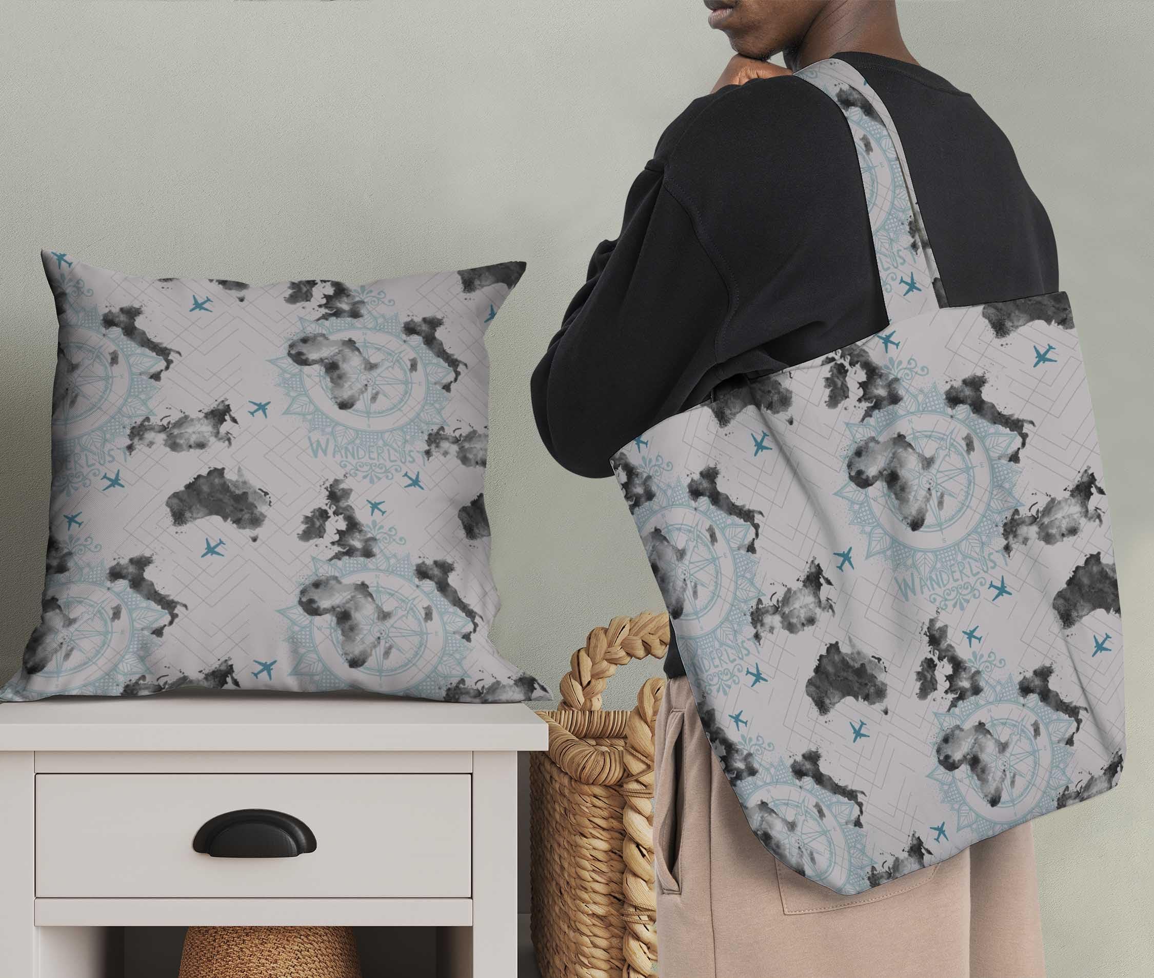 Soimoi Gris Crepe Poly En Tissu Wanderlust Et Avion Voyage Tissu