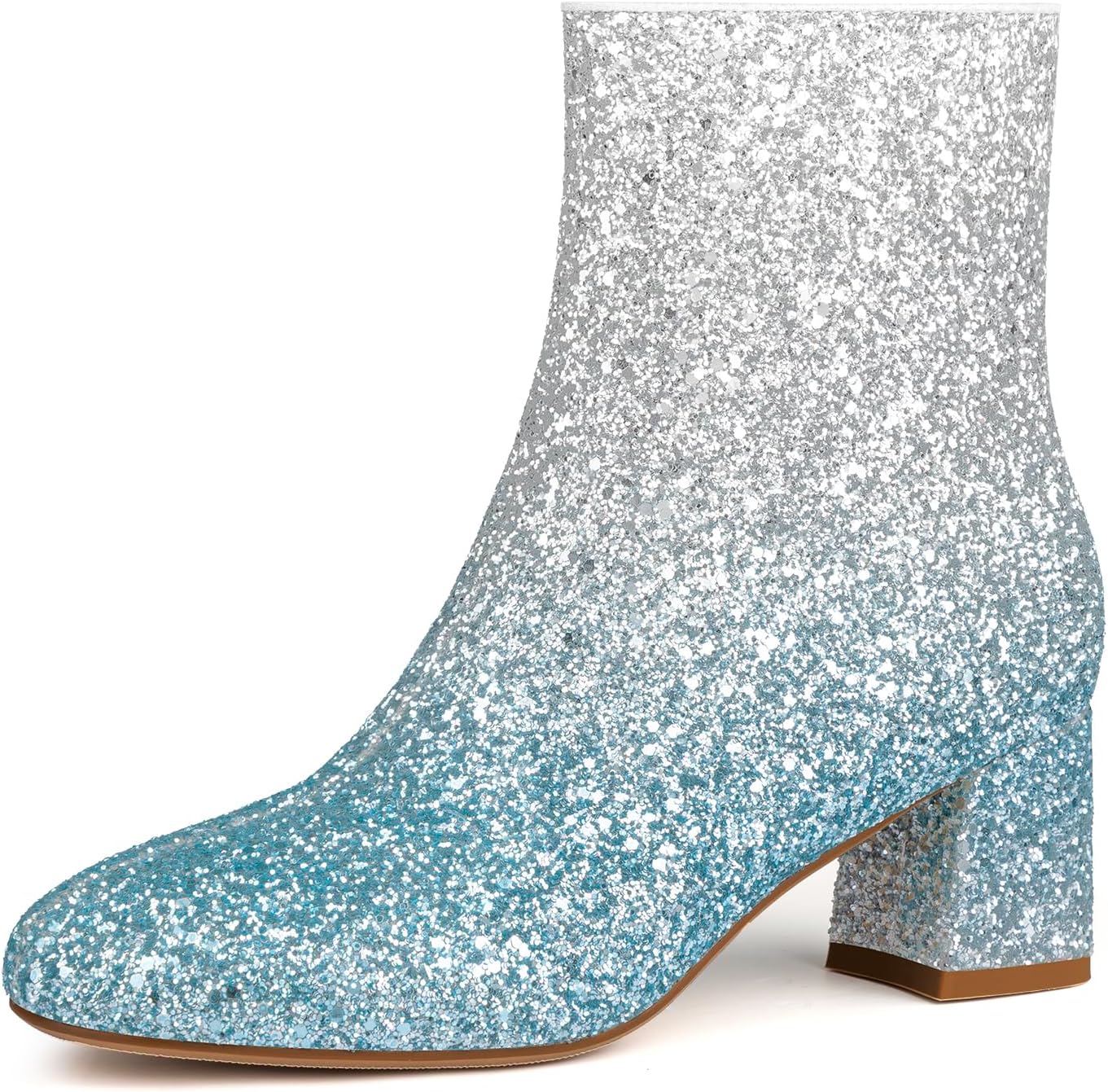 MISSMILLER Rhinestone Boots for Women Sparkly Cowgirl Boots Pointed Toe Chunky Heels Rhinestone Cowboy Boots