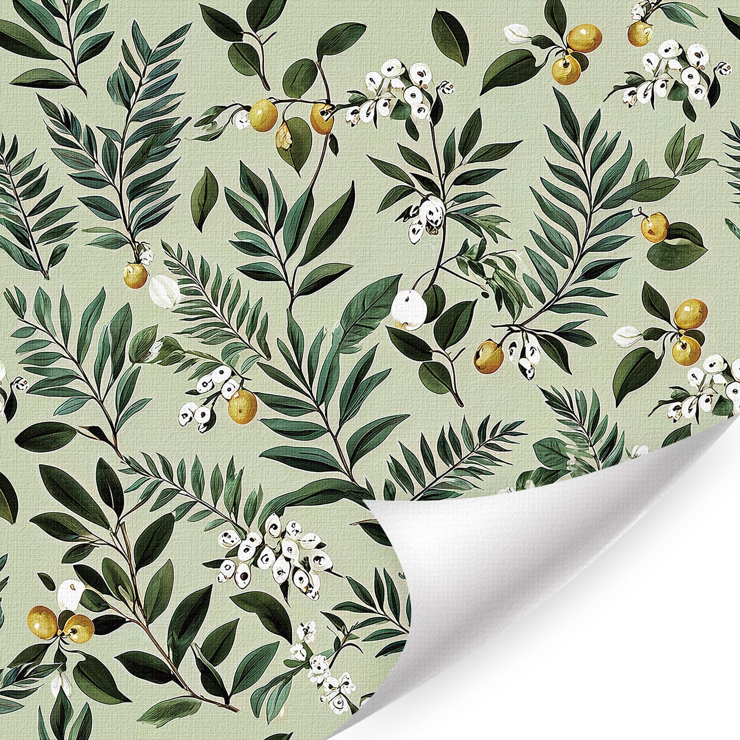HLNIUC Olive Leaf Wallpaper Peel And Stick 17”x118”Sage Green Self Adhesive Contact Paper Vintage Farmhouse Wall Paper Modern Botanical Floral Room