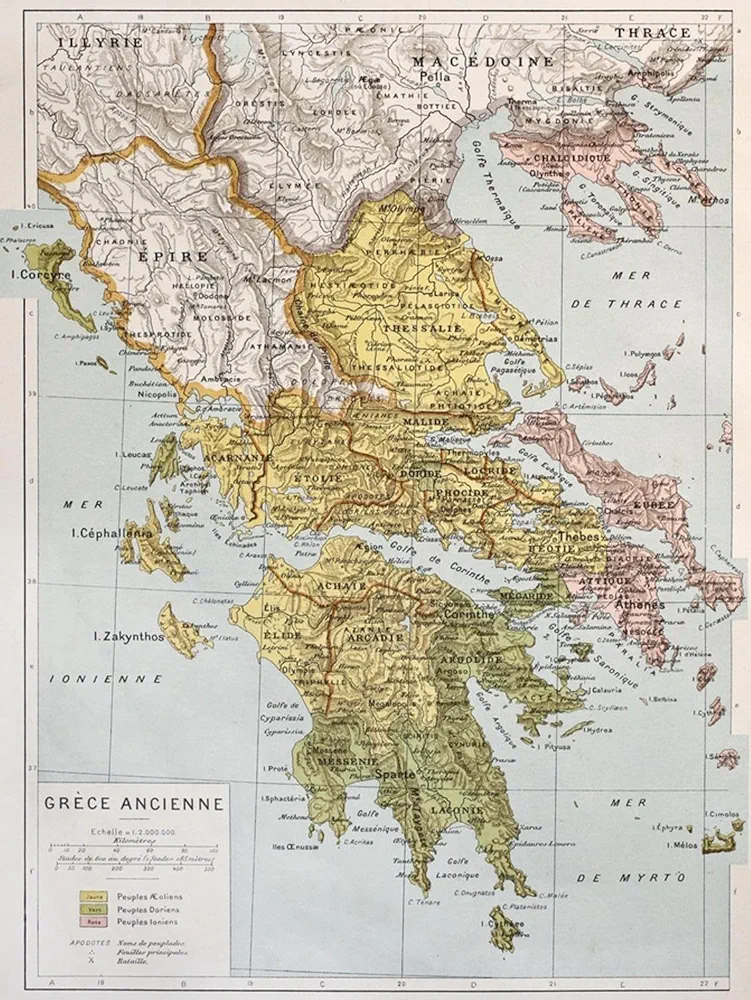ART.COM Wall Art Print Old Map Of Ancient Greece by marzolino, 12" x 16"
