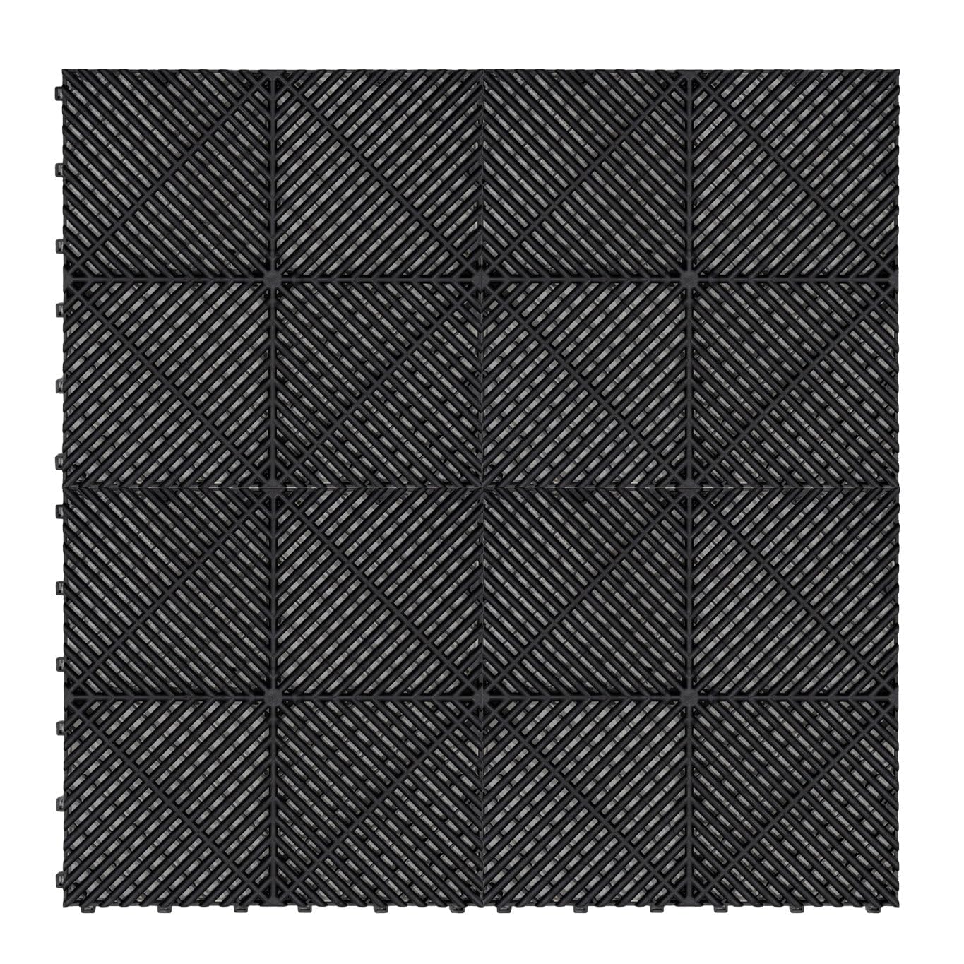 Monstershop Black Vented Garage Floor Tiles X 225 With Edges