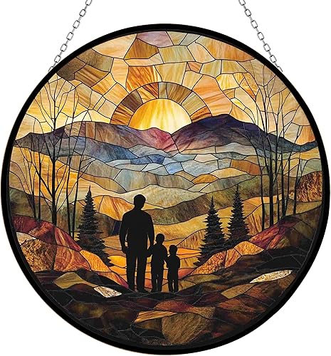 Miniatura 24 de Decoración bohemia personalizada para el día del padre, retro, para picnic, vitral, ventana, colgante, atrapa el sol, Halloween, Haning, decoración