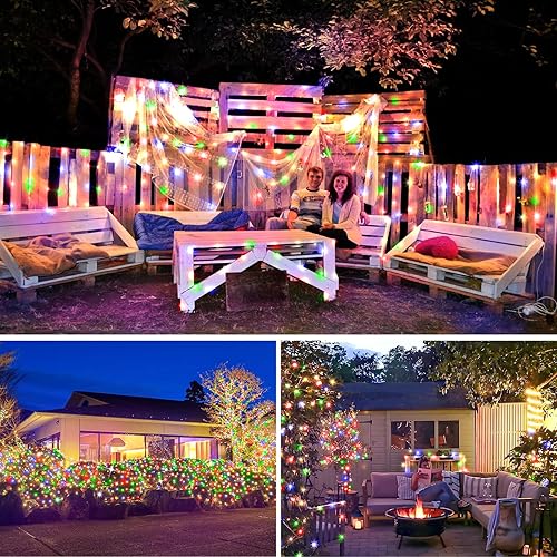 Miniatura 3 de KNONEW Guirnalda de luces de Navidad para exteriores, 170 pies, 500 luces LED, control remoto impermeable, 8 modos, tiempos de memoria para bodas,