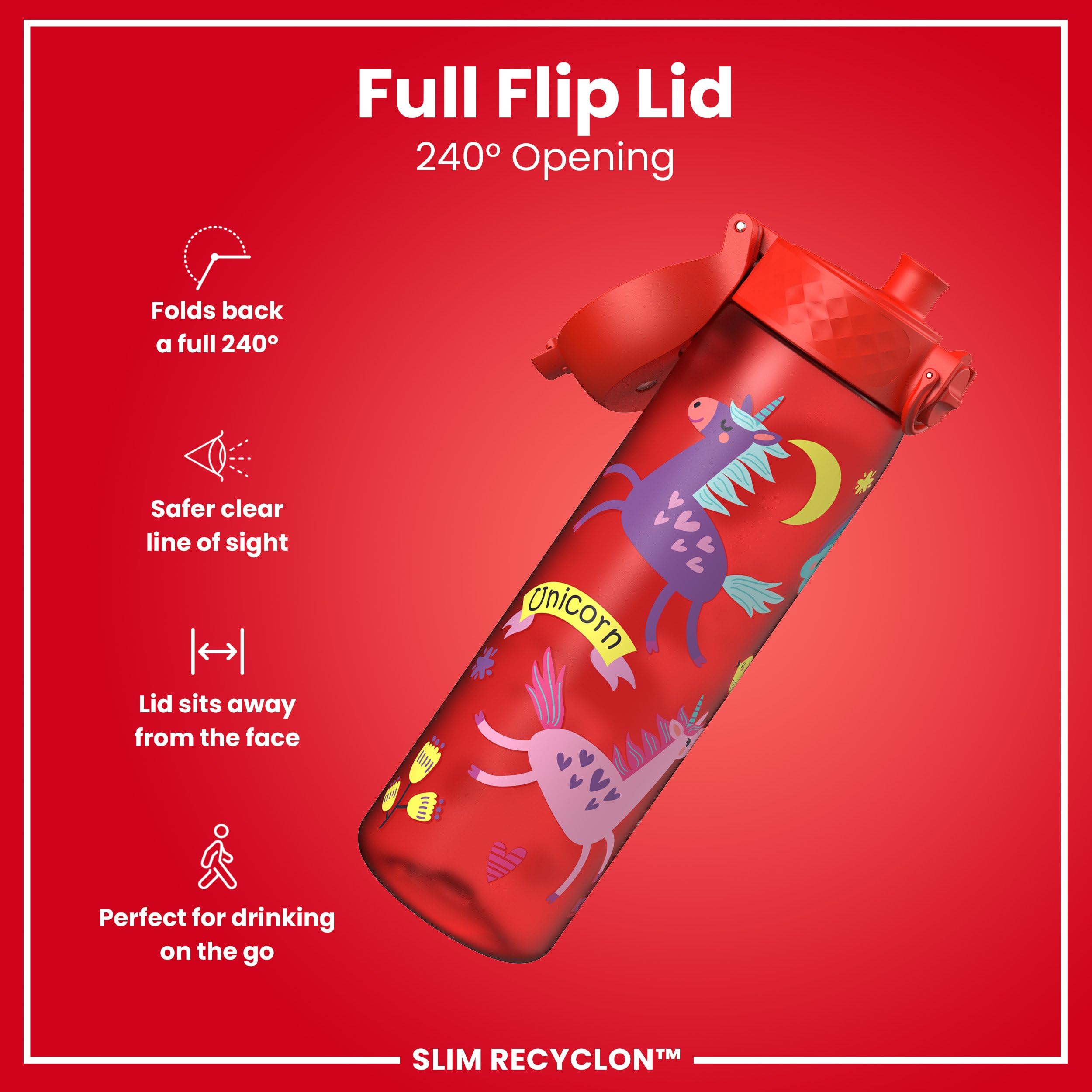 Ion8 500ml Leakproof Water Bottle - BPA Free, Dishwasher Safe, Unicorn Design For Kids & Adults - View #3