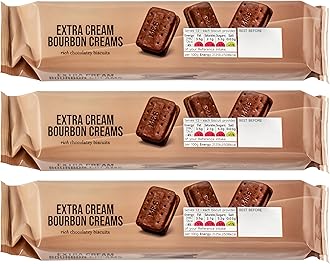Premium Extra Cream Bourbon Creams, Chocolate Flavoured Biscuits - Set of 3 x 165g Packs
