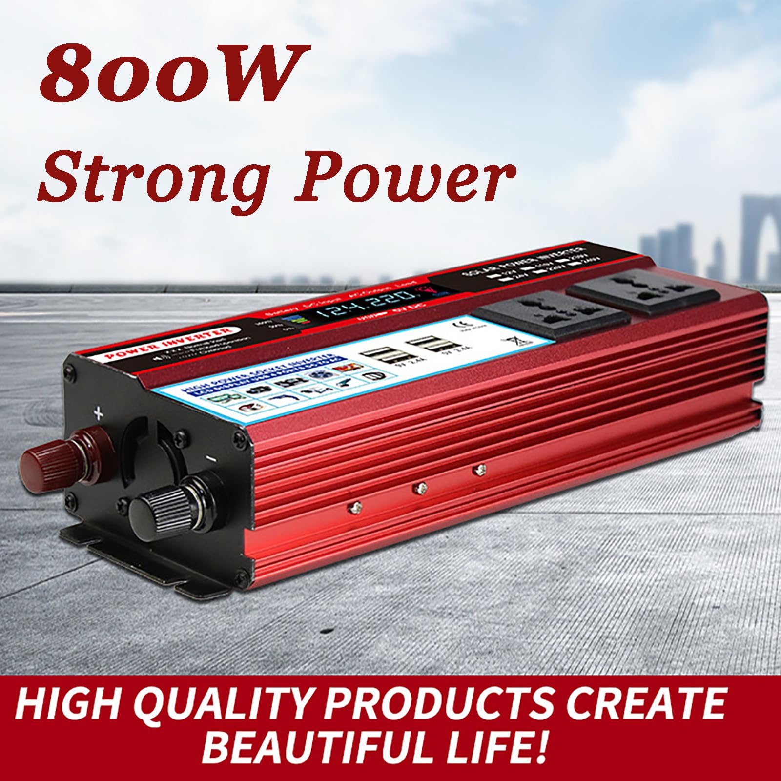 FAXIOAWA Convertitore di Potenza 2000 W, CC 12 V 24 V a 110 V 220 V, Caricatore per Auto 3 in 1 accendisigari con Display LCD per Auto/roulotte/Campeggio/Barca, 12 V-220 V