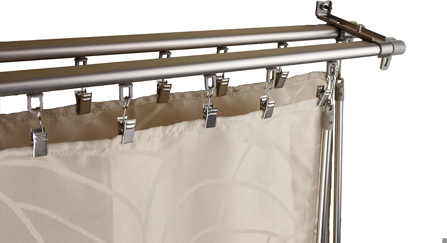 Baton Draw Adjustable Double Rod 28-48 inch - Silver