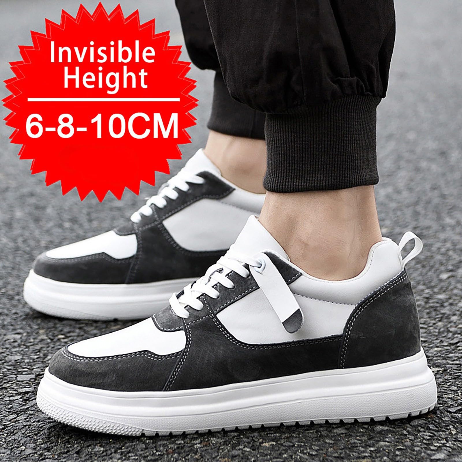Zapatos elevados para hombre, 6/8/10 cm, unisex, ajustables en altura, zapatos casuales, antideslizantes, transpirables, zapatillas de deporte elevadas, zapatos con cordones