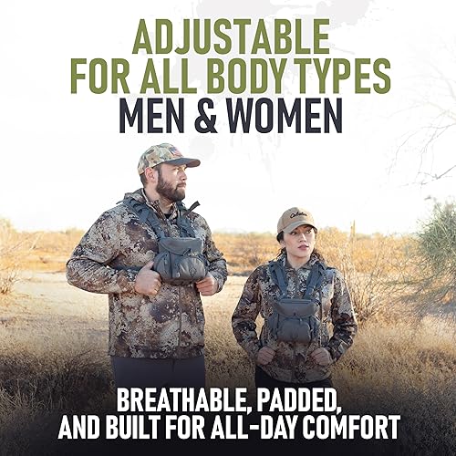 Miniatura 23 de Arnés para binoculares - Arnés ligero con bolsa de telémetro, equipo silencioso de caza y funda para binoculares con sistema MOLLE, equipo de Verde