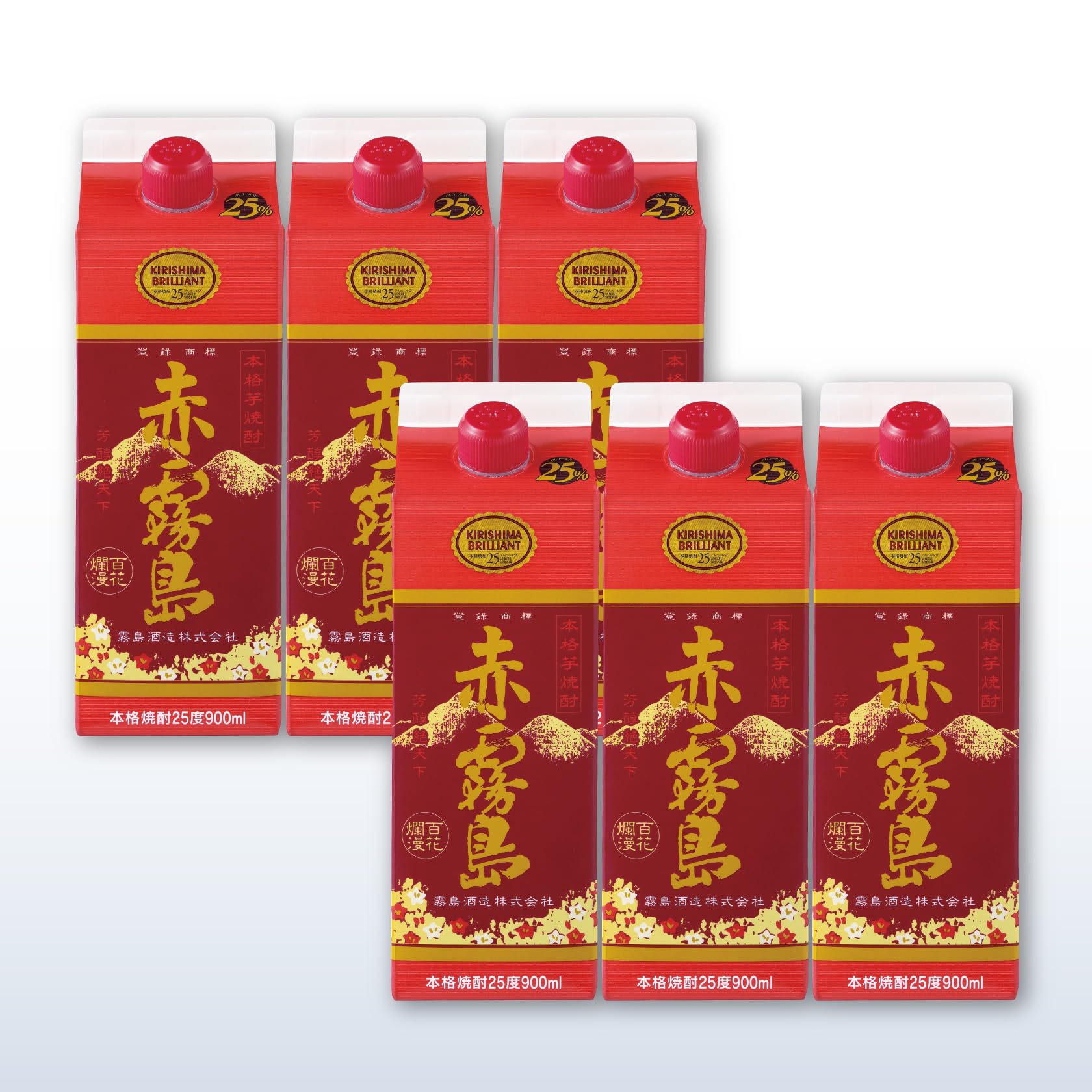 Amazon.co.jp: 6本セット 900mlパック 25% 赤霧島 赤霧島25°900ml 食品・飲料・お酒 : 6本1ケース売り 焼酎