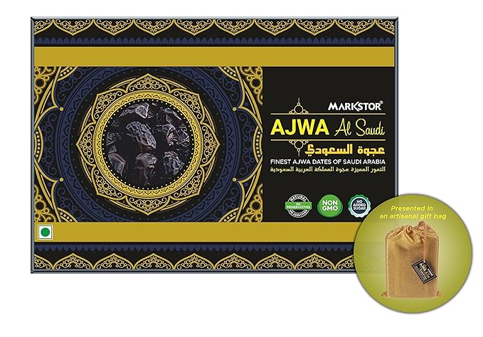 Markstor Ajwa Al-Saudi - Finest Original Ajwa Dates (Khajoor/Khajur) of Madina, Saudi Arabia - 500 grams Pack
