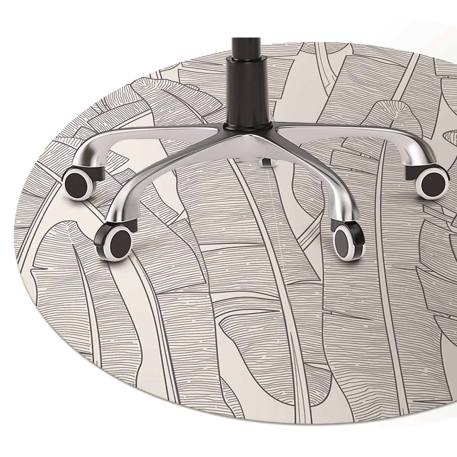 Tappetino per Parquet ø100 cm Rotondo per Ufficio a Casa Antiscivolo Protezione di Pavimenti Resistente ai Danni PVC Vinile Facile da Pulire Impermeabile - foglie di banano