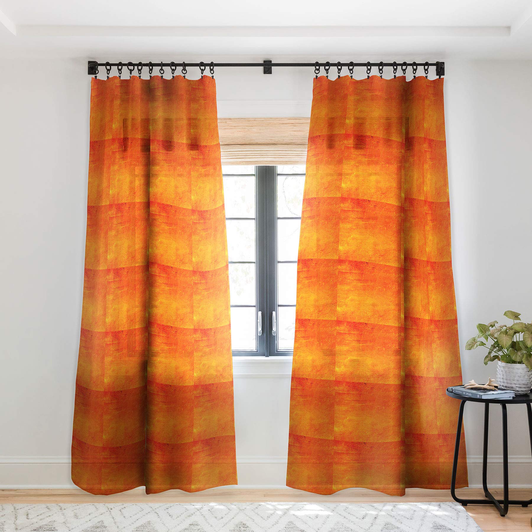 Society6 Sheila Wenzel-Ganny Orange Sunset Textured Acrylic Sheer Curtains, 50" x 96"