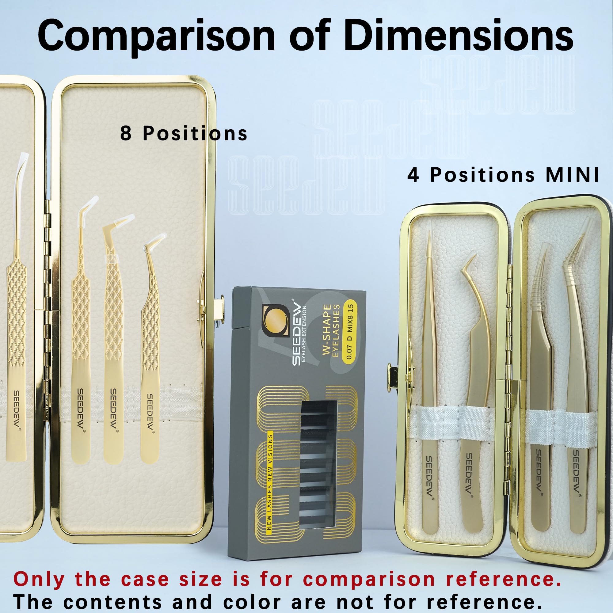 Set di pinzette per extension per ciglia (1 custodia + 6 pinzette) G-01+04+05+06+09+10, pinzette di precisione a punta isolanti e a griglia e punta in fibra, 8 posizioni, kit organizer per