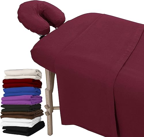 Miniatura 9 de London Linens Juego de sábanas extra gruesas de 3 piezas para mesa de masaje, franela de algodón 100% natural, incluye funda para mesa de masaje,