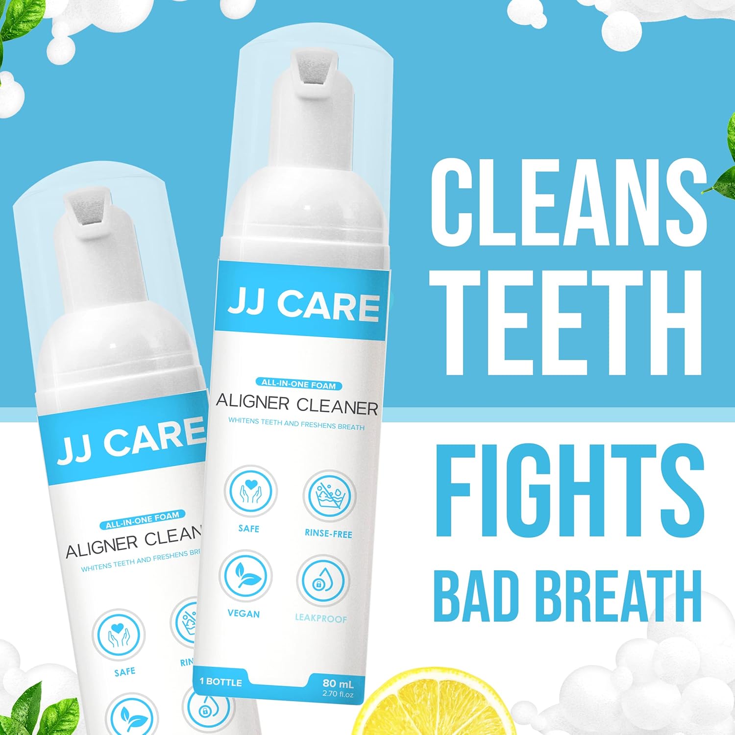 Buy JJ CARE Aligner Cleaner [Pack of 2] 80ml, Invisalign Cleaner, Lemon