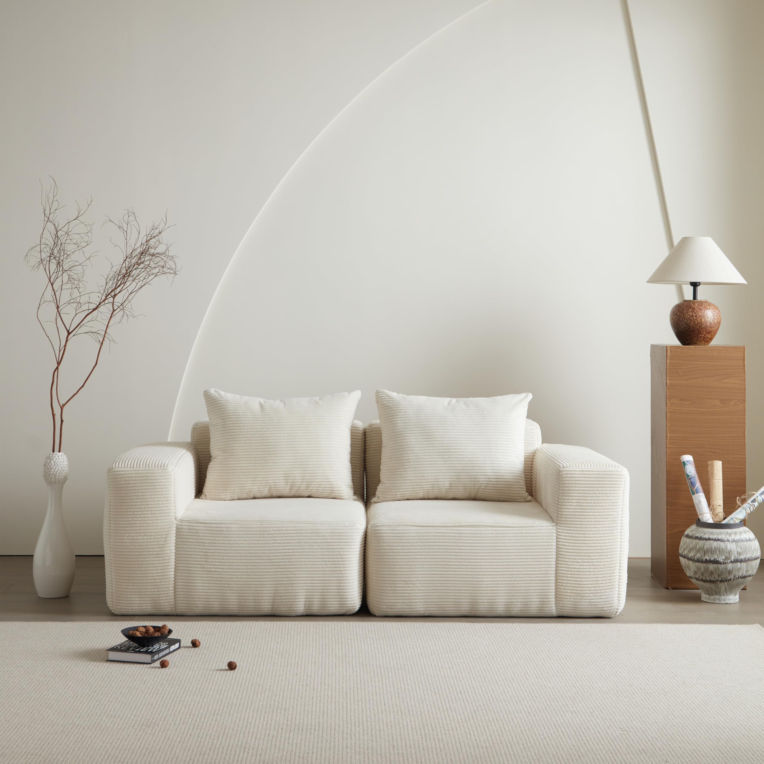 Swbvs Futon Sofa Bed, Sectional Small Couch, Sleeper Sofa, Loveseat, Modern Futon Couch, Sofa Cama, Couches for Living Room, Bedroom, Beige