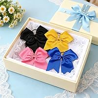 Vista 5 de 4 lazos elásticos grandes de 8 pulgadas, bandas elásticas para el cabello, cinta de grogrén, soporte para cola de caballo para animadoras